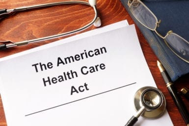 The American health care act. Trumpcare reform concept.